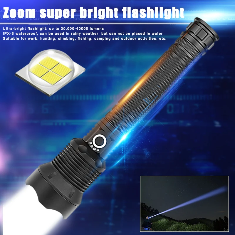 

High Quality USB Charging LED Flashlight Alloy High Power Telescopic Power Display for Outdoor NCM99