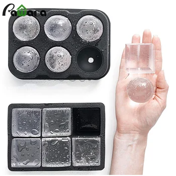 

2 Pack Silicone 6 Holes Sphere Ice Ball Maker Large Square Molds Six Square Ice Tray Mould Soft Flexible Homemade Ice Cube Tray
