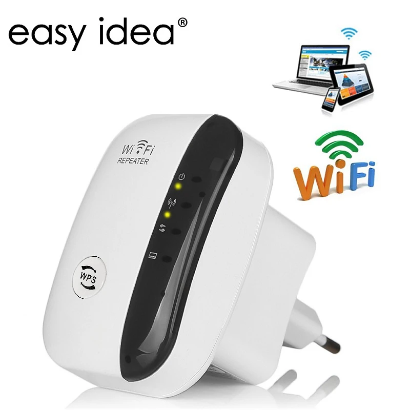WiFi Signal Booster WPS Repeater WiFi Range Extender Up to 300Mbps Access Point Easy Set-Up 2.4G Network with Integrated Antennas LAN Port & Compact Designed Internet Booster Upgraded Version 