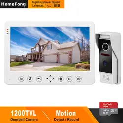 HomeFong видеодомофоны дверные звонки 1200TVL ИК для HD монитора камеры с 16 г карты памяти Поддержка разблокировать CCTV videocitofono 10 pollici