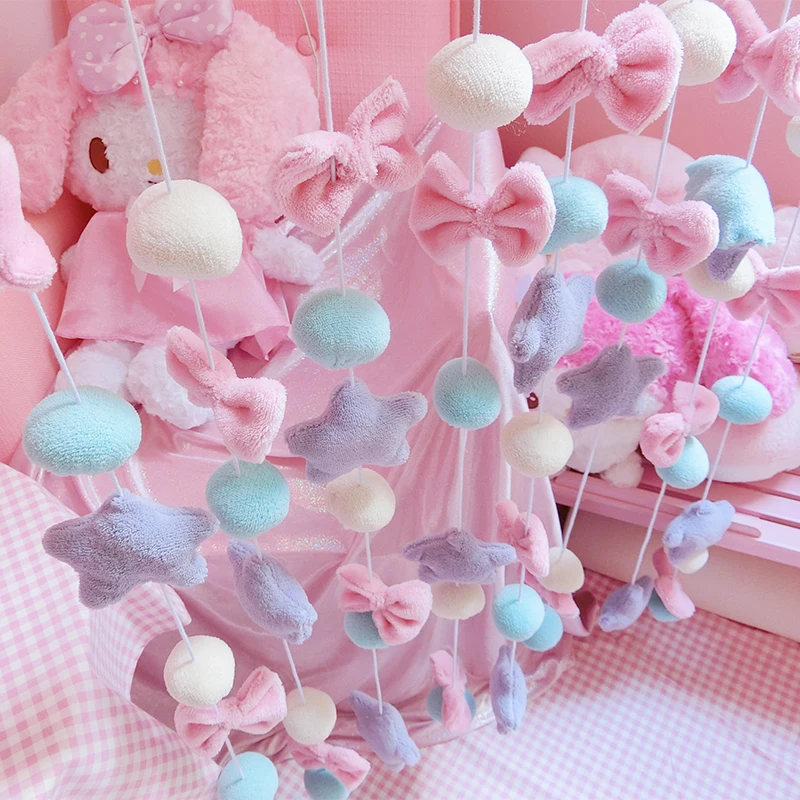Korean Stars Curtains Girls Bedroom Decor Bow-knot Sheer For Cartoon Children's Room Door Curtains Half Partition Tulle DL012&20