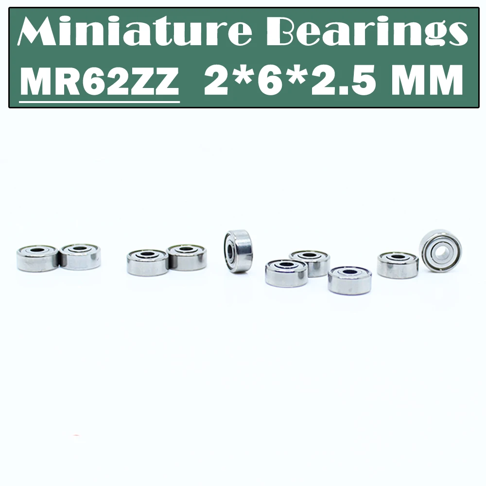 

MR62ZZ Bearing ( 10 PCS ) 2*6*2.5 mm Miniature MR62 ZZ Ball Bearings R-620 W52 MR62Z