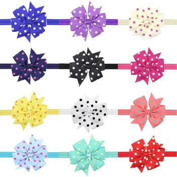 

12 colors baby girl headband Infant Newborn dot print Headwear for Toddler Baby Kids Girls Bowknot Hairband Elastic Headband