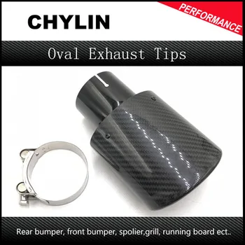 

Free Shipping 1 Pcs Oval Slanted Ak exhaust tip Carbon Fiber muffler Exhaust tip muffler pipe Tailpipe trims car styling