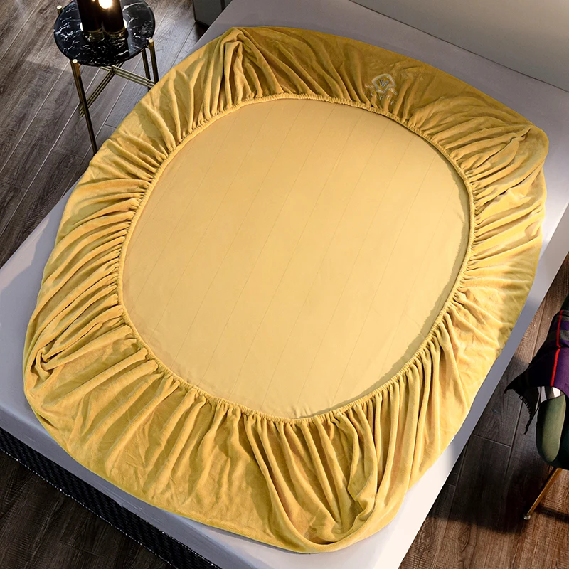 

Super Soft Velvet Warm Flannel Thicken Elastic Band Milk Velvet Embroidered Bed Sheet Fitted Sheet Mattress Cover #/