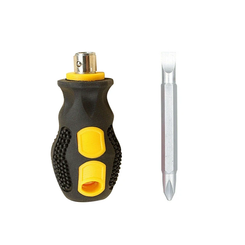 2Pcs/set Hand Tool Screwdriver Slotted Phillips Dual-Purpose Stubby Screwdriver Short Screw Driver Installation DIY Repair Tool