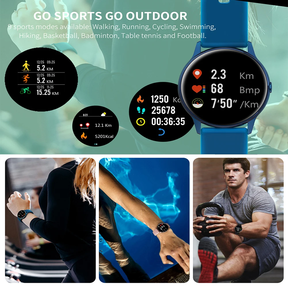 Fitness Tracker Bluetooth Smart Watch Band Heart Rate Blood Pressure Monitor Smart Bracelet Waterproof Pedometer for Android IOS