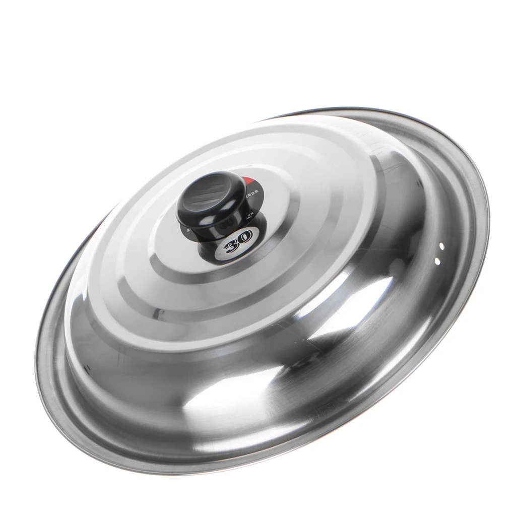 

12in Stainless Steel Thick Big Magnetic Pot Lid Oil Splatter Guard Heat Resistant Plastic Insulation Handle Kitchenware