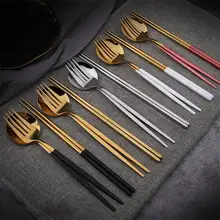 Credeae Portable Dinner Set Cutlery Stainless Steel Tableware Knife Fork Spoon Dinnerware Set with Box Western Dinner Tools portable pocket stainless steel folding fork spoon knife dinner set random color