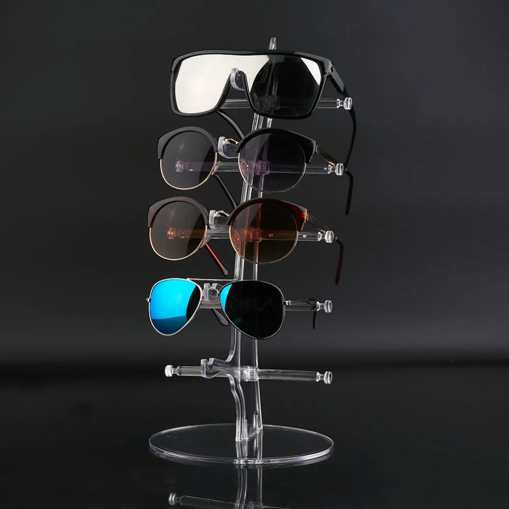  5 Pair Sunglasses Glasses Fashion Acrylic Show Rack Counter Eyeglasses Display Stand Holder Transpa