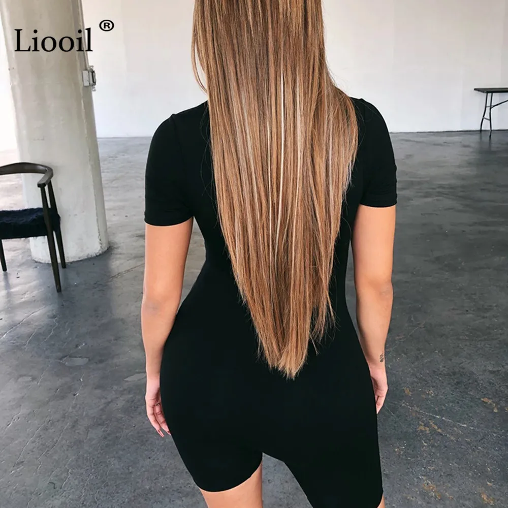 Liooil, черный, серый, Облегающий комбинезон, женская одежда с обеих сторон, сексуальный комбинезон, осень, на молнии, вечерние, Клубные комбинезоны, комбинезоны, шорты