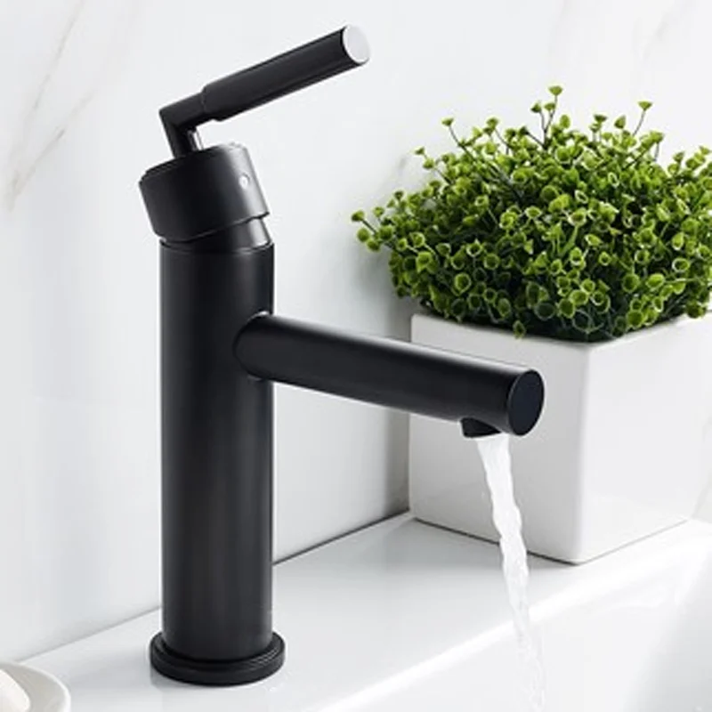 

Modern 304 stainless steel bathroom washbasin faucet cold and hot single hole washbasin black basin faucet small and fresh