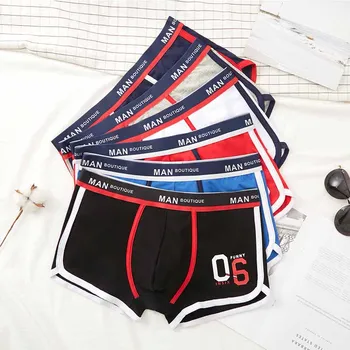 

4 pcs/lot Men Underwear boxer cotton Cuecas Boxers Men boxer shorts Underwear Low waist U convex pouch Man breathable underpant