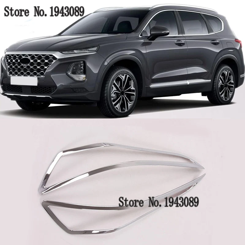Для hyundai Santafe Santa fe 2019 2020 ABS Хром Передняя фара Крышка лампы отделка передних фар