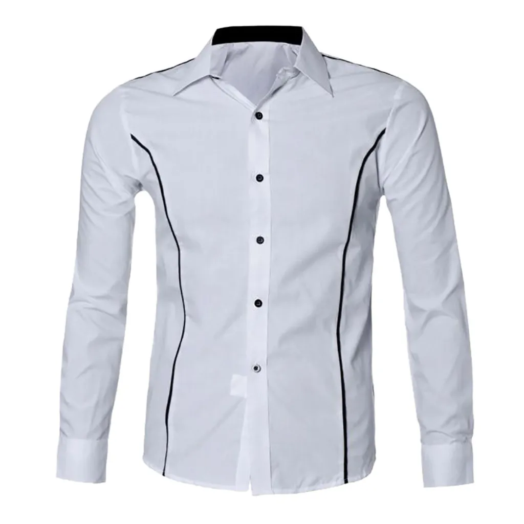 JAYCOSIN, мужская рубашка, новинка, модная, роскошная, с длинным рукавом, повседневная, приталенная, хлопок, Европа, одноцветная, бизнес стиль, мужская рубашка#45