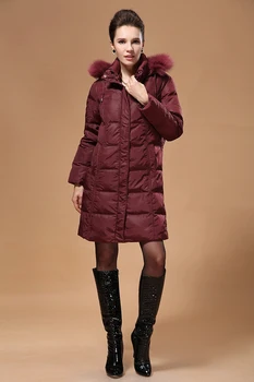 

Women Parka 2020 Winter Warm Duck Down Winte Jacket Hood Faux Raccoon Fur Collar Long Thick Loose Parkas Plus Size HJ572