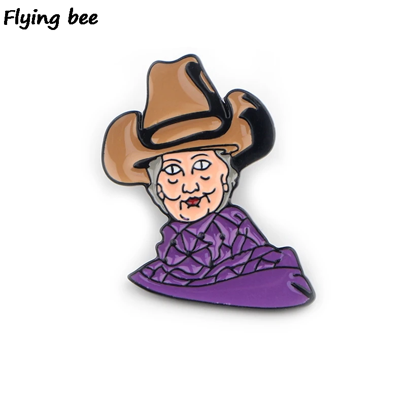 

Flyingbee Brooch and Pin Hillary Clinton Pin Cartoon Enamel Pins Badges Lapel Pin Brooches Badge for Friends Women Men X0423