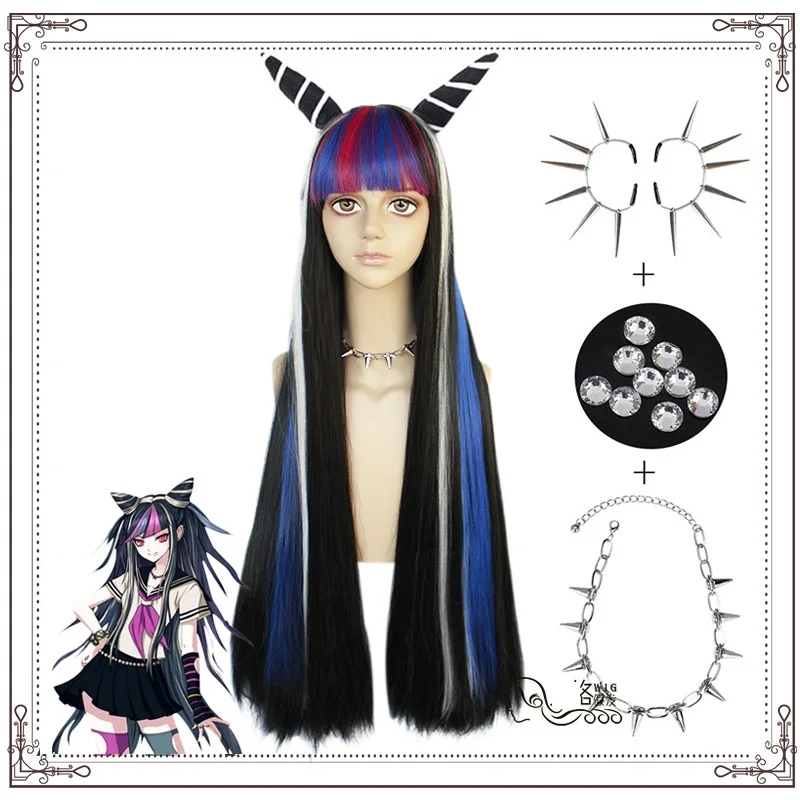 Парик для косплея миоды из аниме Super Dangan Ronpa 2 Danganronpa Ibuki Mioda с серьгами ожерелье со