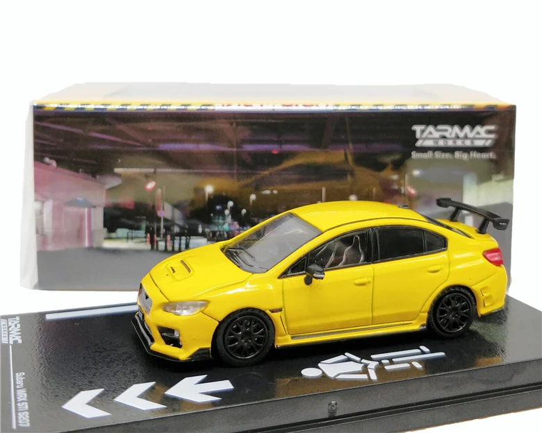 Tarmac работает 1: 64 Subaru Impreza WRX STI S207 NBR пакет желтый литой модельный автомобиль