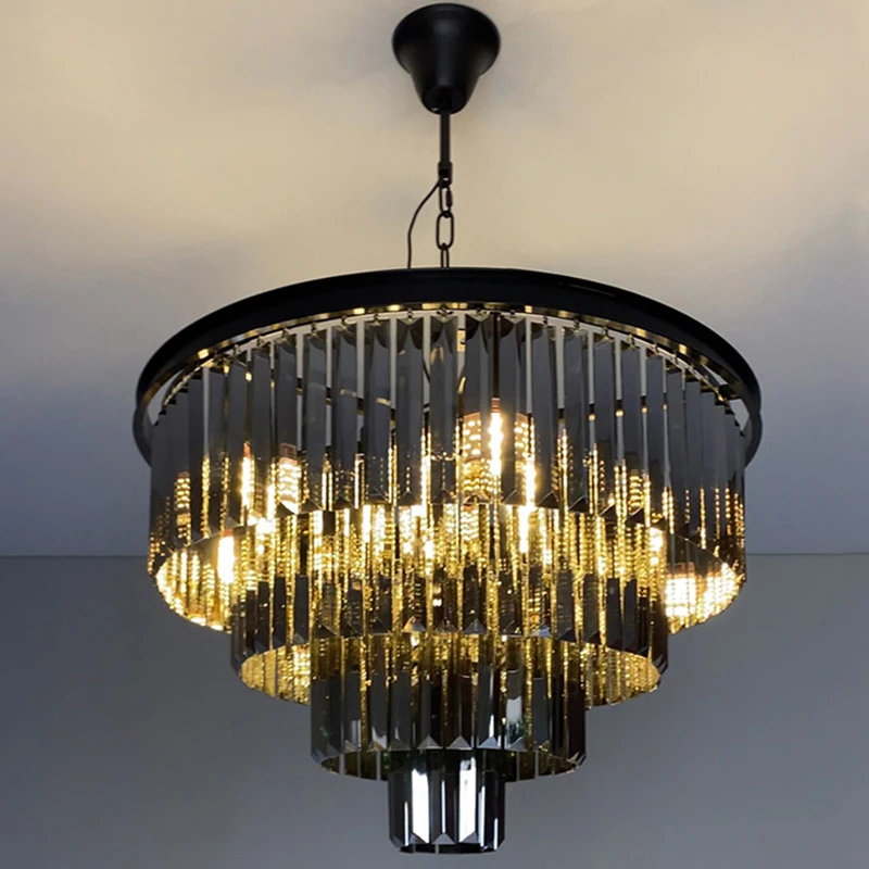 Moderno Lustre de Cristal Elegante K9 tamanho do Artigo de cristal Cinza Esfuma&ccedil;ado Cristal Suspens&atilde;o Lamparas para Caf&eacute; Re