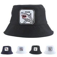 Новая мода Панама Мужские Женские шапки летняя рыболовная шляпа Акула вышивка животное хип хоп шапка Боб шапка