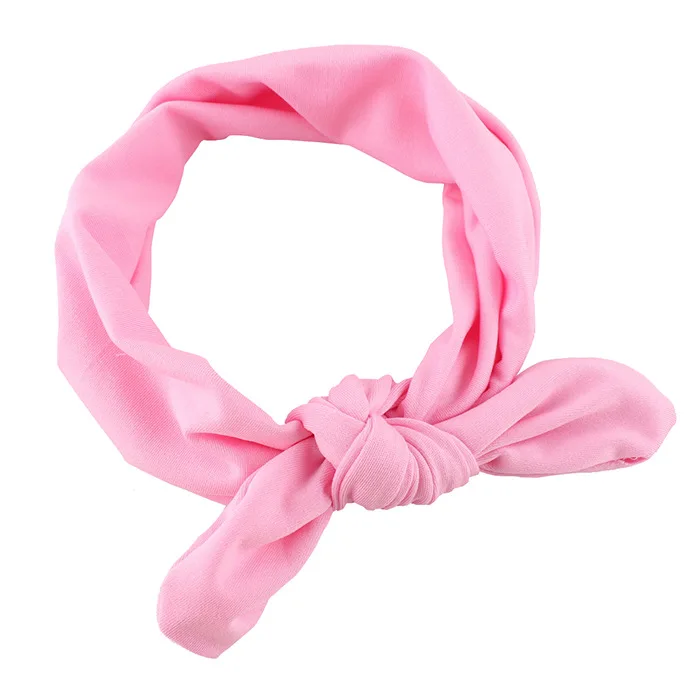 Резинка эластичная повязка на голову с бантиком и заячьими ушками для новорожденных девочек, тюрбан с бантиком, повязка на голову из хлопка, унисекс, черный, розовый, красный
