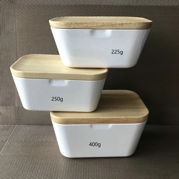 

Portable Butter Box Dish With Wood Lid Holder Storage Container Wood Box Hotel Kitchen Tools Covered Butter Container