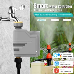 Robinet d'arrosage intelligent sans fil 1 "ou 3/4", contrôleur d'arrosage avec minuterie et tuyau Programmable, Alexa Google Tuya 