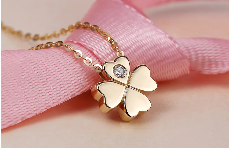 Lucky Diamond 18K Настоящее ТВЕРДОЕ ЗОЛОТО AU750 4 кулон в виде клевера ожерелье набор для женщин и девочек подарок Изысканные высококлассные ювелирные изделия