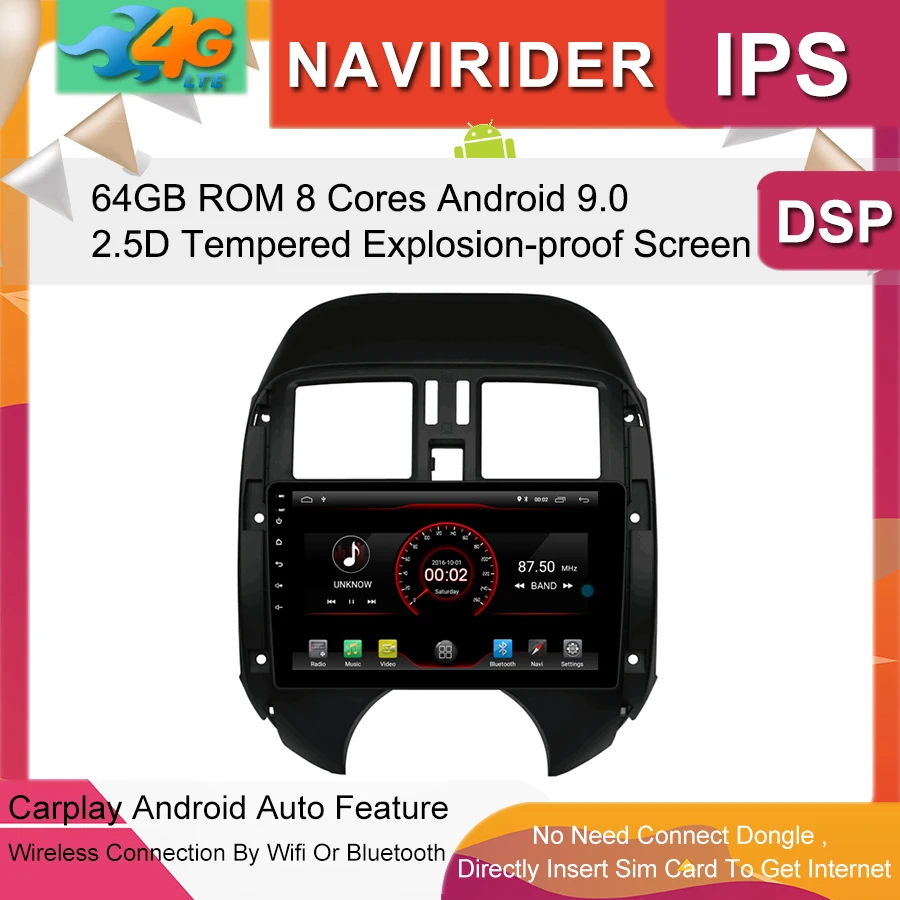 Автомобильный мультимедийный плеер 9 дюймов ips экран монитор gps магнитофон Bluetooth Android 9,0 для NISSAN SUNNY 2011 Авто Аудио