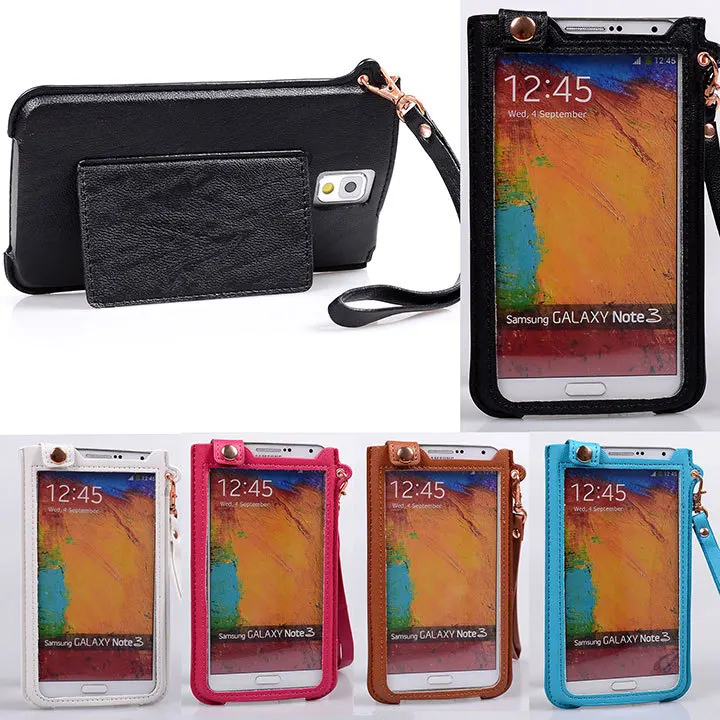 

Premium PU Leather Buckle Hand Strap stand sleeve bag Protection Case For Samsung GALAXY Note 3 N9000 Back Cover 5 colors
