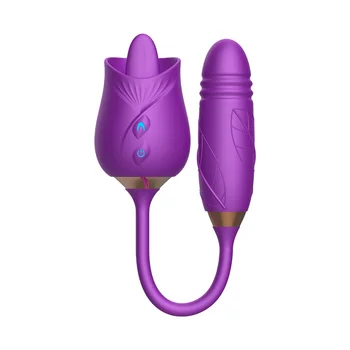 Rose Vibrator Toy Vibrating Tongue for Clitoris Thrusting Sucking Double Head Penetration Vibrators Sex Toys for Women Clitoral 6