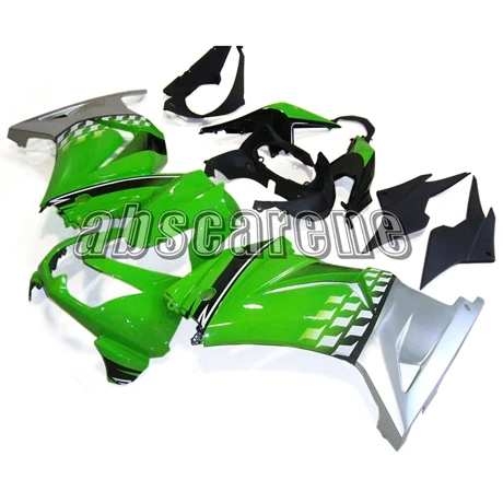 Выполните Обтекатели для Kawasaki EX250R 2008 2009 2010 2011 2012 EX 250R 08 09 10 11 12 впрыска ABS Пластик серебристо-зеленый ниже