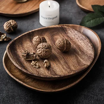 

Unibird Japan Style Wooden Dishes Oval Solid Whole Wood Tray Tea Pan Kitchen Tableware Dessert Cake Bread Plate