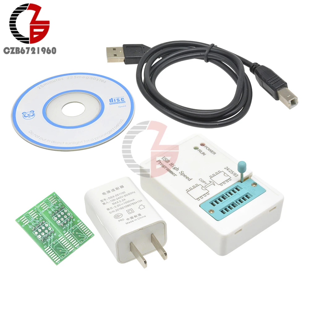 USB SPI Programmer+ IC Test Clips Socket for 24 25 93 EEPROM 25 Flash BIOS Chip Automatic Detect Compatible for EZP2010