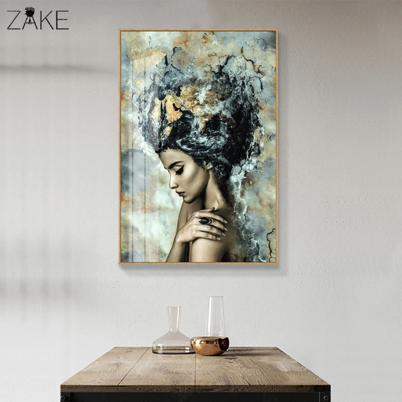 

Modern Marble Flower Girl Posters and Prints Wall Art Canvas Painting Nordic Picture Home Decoration for Living Room Decorative