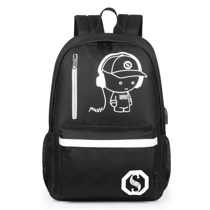 Новый мужской рюкзак студенческий школьный Аниме светящийся USB зарядка ноутбук