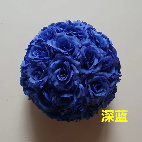 Dark blue Искусственный Розовый Шелковый цветочный шар центральный мятный декоративный висящий цветочный шар Свадебные украшения DIY любой цвет может быть смешан - Цвет: Dark blue