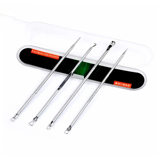 Value 4pcs Set Blackhead Remover Face Care Pimple Blackhead Remover Tool Spoon Facial Beauty Woman Skincare Makeup Tool Kit SL02