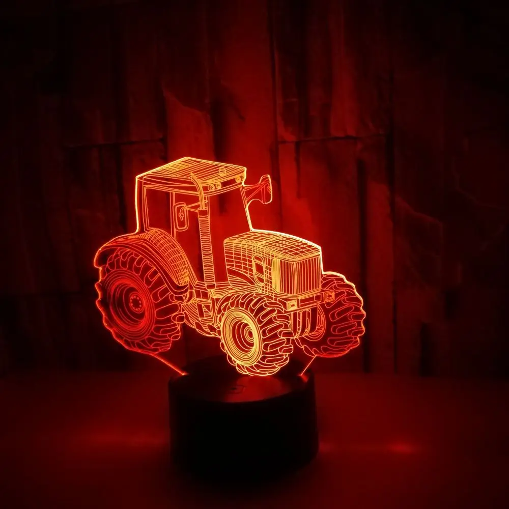3D LED 야간 조명 트랙터 자동차 테이블 램프, 침실 장식 램프, , 어린이, 생일 선물