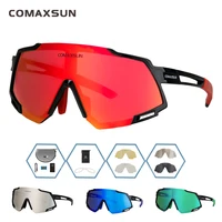Comaxsun óculos de ciclismo profissional com 5 lentes polarizadas óculos de sol espelhado esportivo mtb bicicleta uv400
