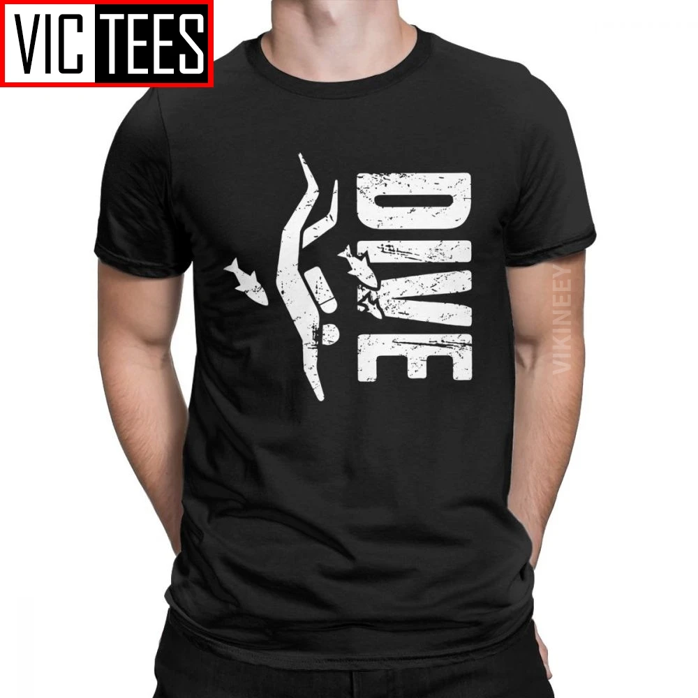 Dive Distressed Scuba Diving Tshirt Men Cotton Tshirt Diver Sea