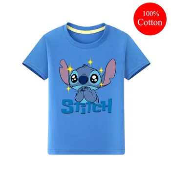 

Kids Cartoon Stitch T-shirts Clothes Boy Girls Summer 3D Funny Print Tshirts Clothing Children Short Sleeve Clothing QA014