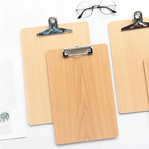 

A5 Paper Clip File Black Wood Folder Writing Board Metal Butterfly Clip Document Ticket Menu Clipboard Stationery Office Supply