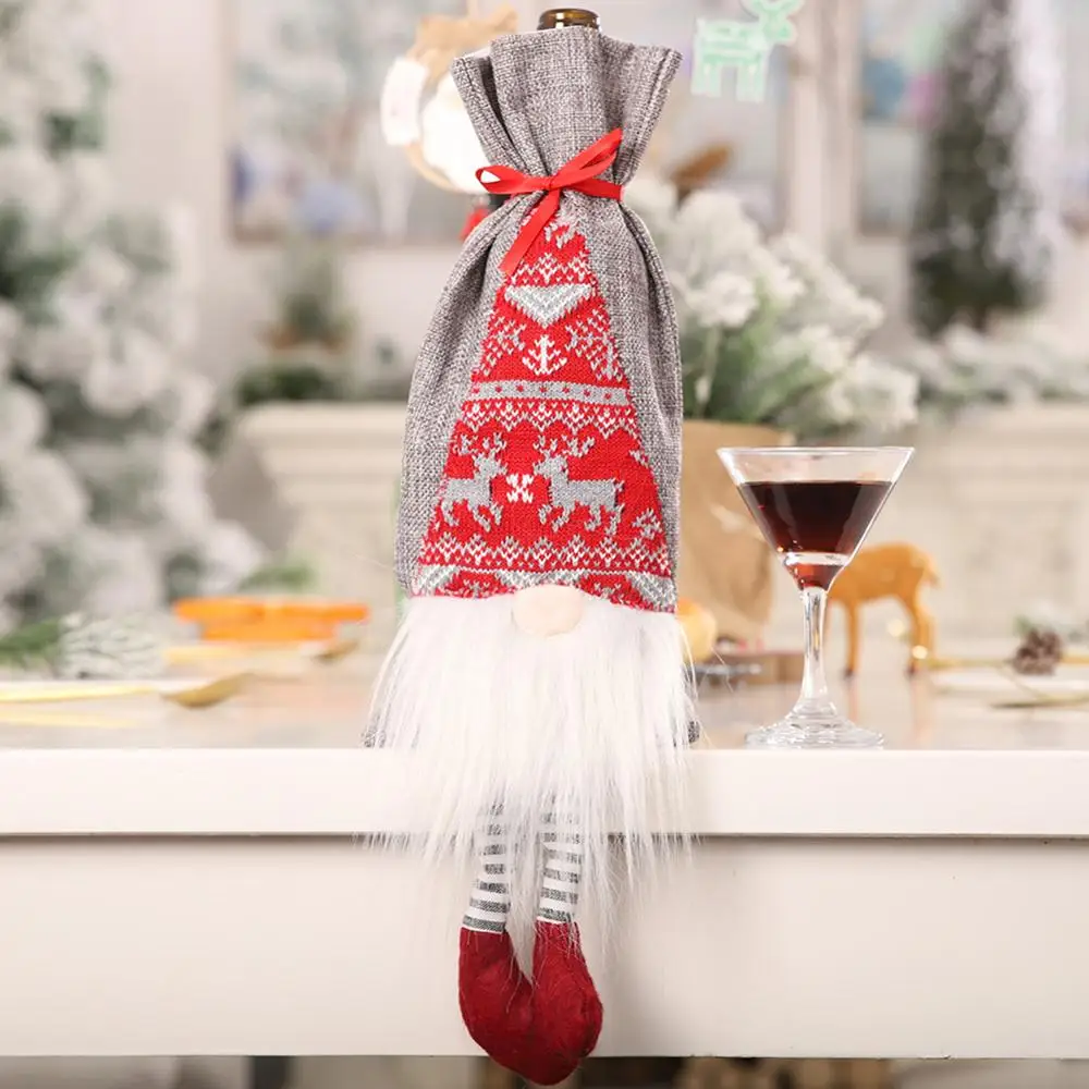 Рождественские рождественские Чехлы для винных бутылок, сумка Санта Клаус, снеговик для бутылки, покрытие для обеденного стола, украшение для дома, Новогодние товары - Цвет: b 35cm
