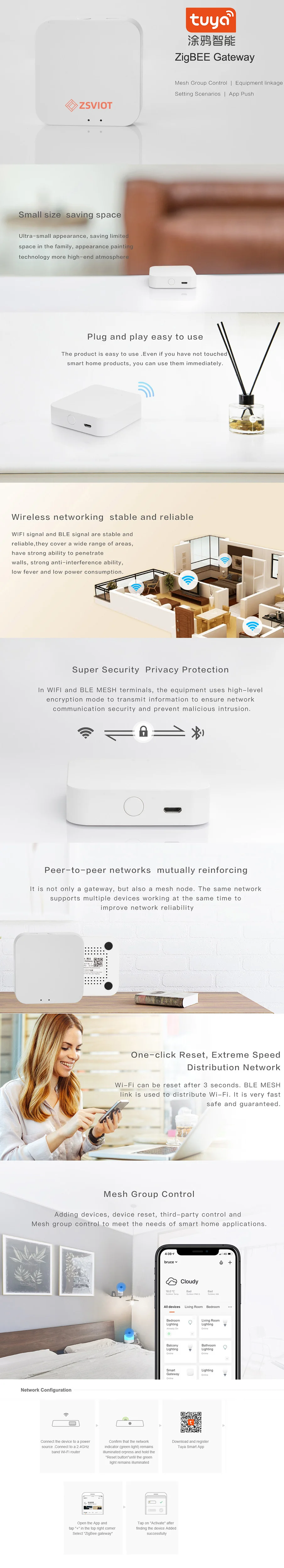 Controle de Luz Remoto sem Fio Tuya Zigbee Gateway Casa Inteligente Dispositivo Suporte Adicionar App 3.0 Controle Hub 9 suporte adicionar app gateway controle de luz