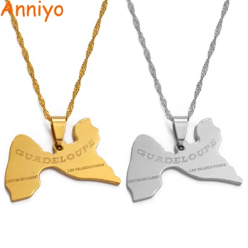 

Anniyo Gold Color/Silver Color Map of Guadeloupe Pendant Necklaces for Women Maps Jewelry Gifts #003708