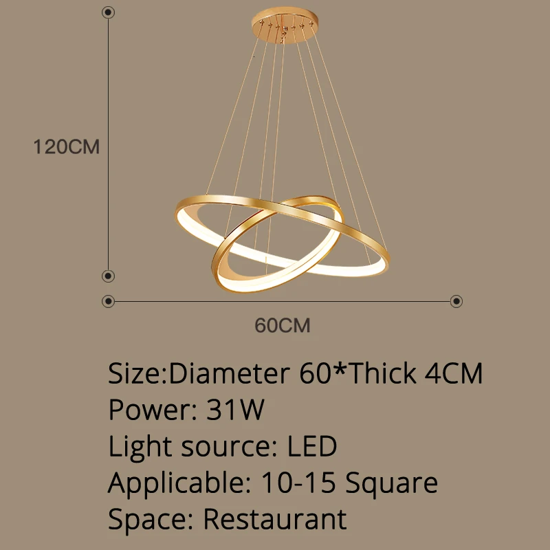 Золотой гостиной люстра пост современный минималистичный атмосферный светильник роскошный скандинавский художественный кольцевой сетевой креативный ресторанный светильник - Цвет корпуса: 60x4cm 31w