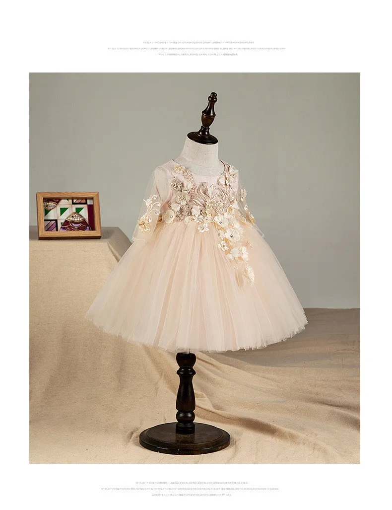 Платье на крестины наивысшего качества с цветочным рисунком для новорожденных девочек; розовое Тюлевое платье принцессы для маленьких девочек; платье для крещения; одежда для дня рождения для малышей