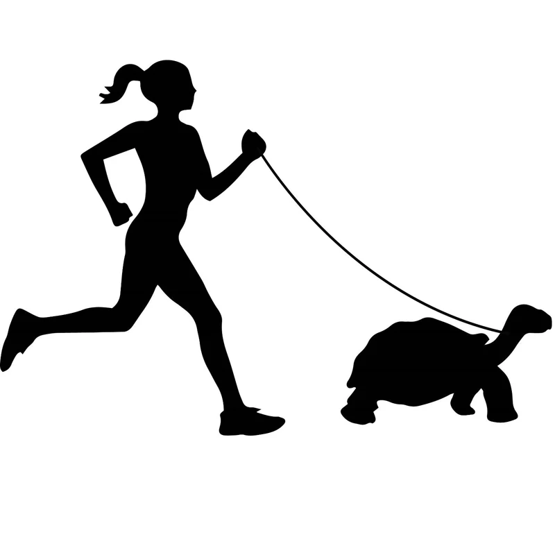 Runner With Tortoise Decal Window Bumper Sticker Car Pet Running Turtle